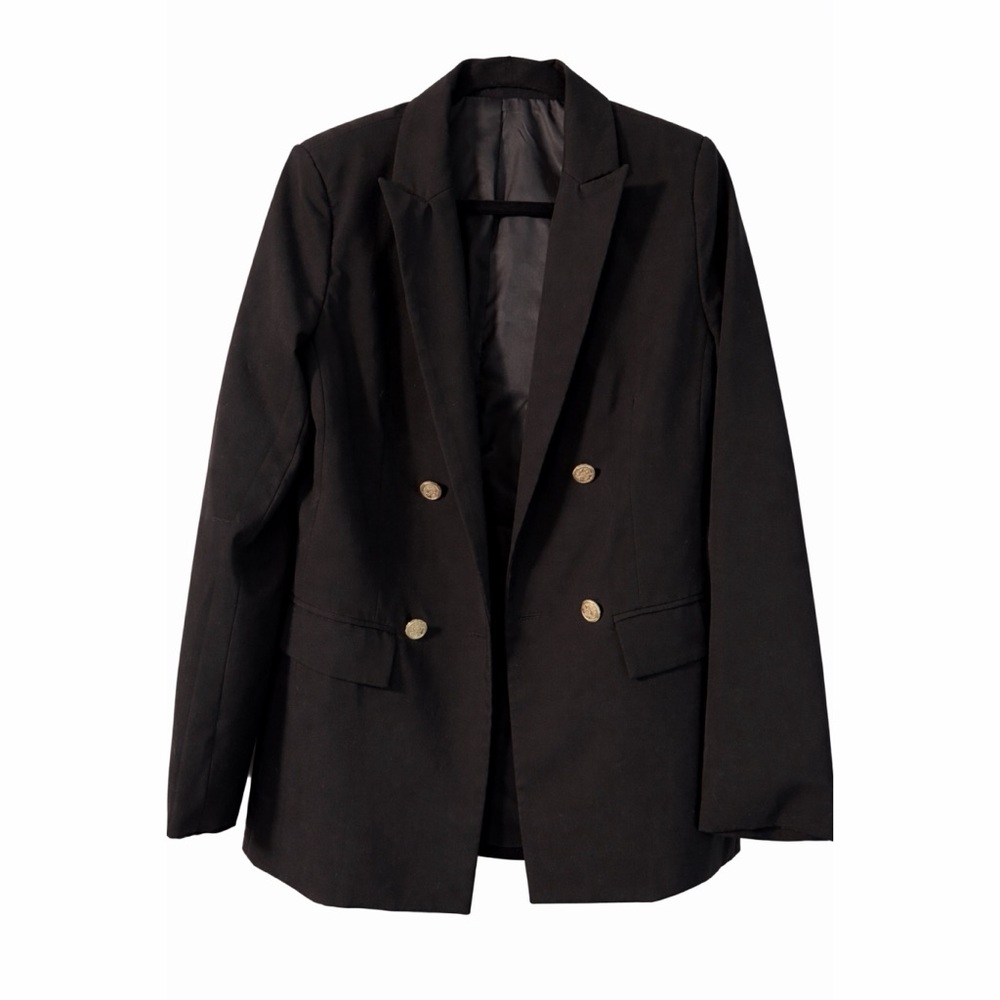 Hdieso Black Open Front Blazer Women’s Lined Lapel Spring Jacket